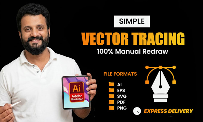 do manual vector tracing , convert image to vector in adobe illustrator