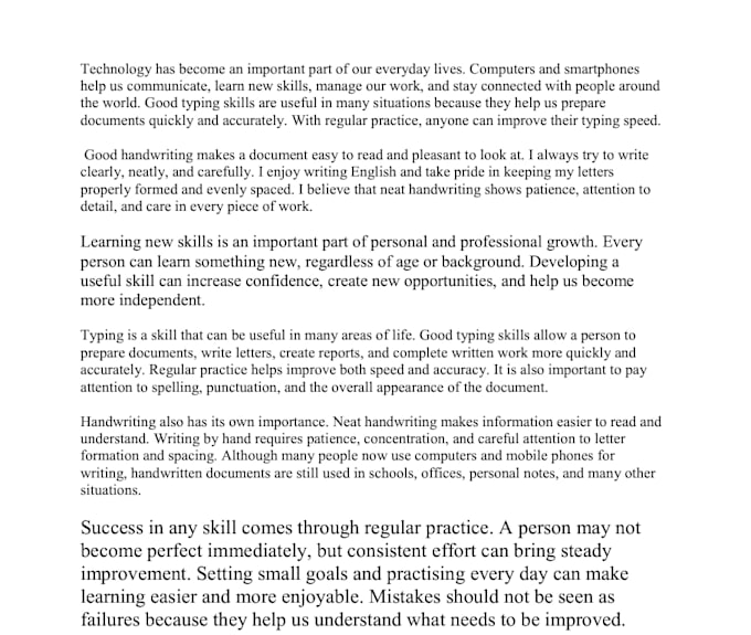 write handwritten english documents and professional typewriting
