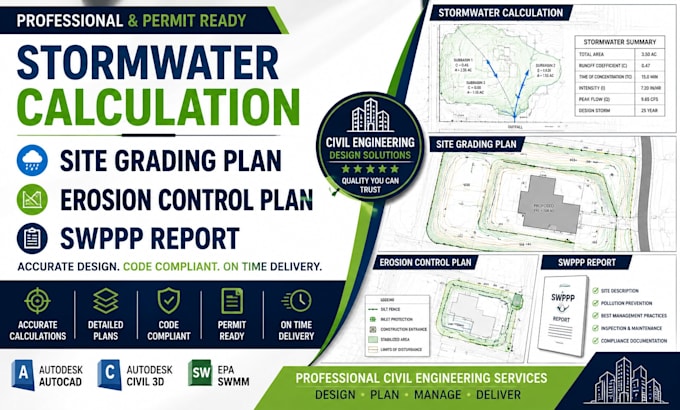 do stormwater calculation site grading plan erosion control plan swppp report