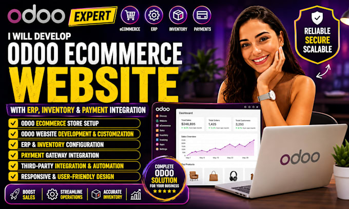 develop design odoo ecommerce website with erp inventory and payment integration