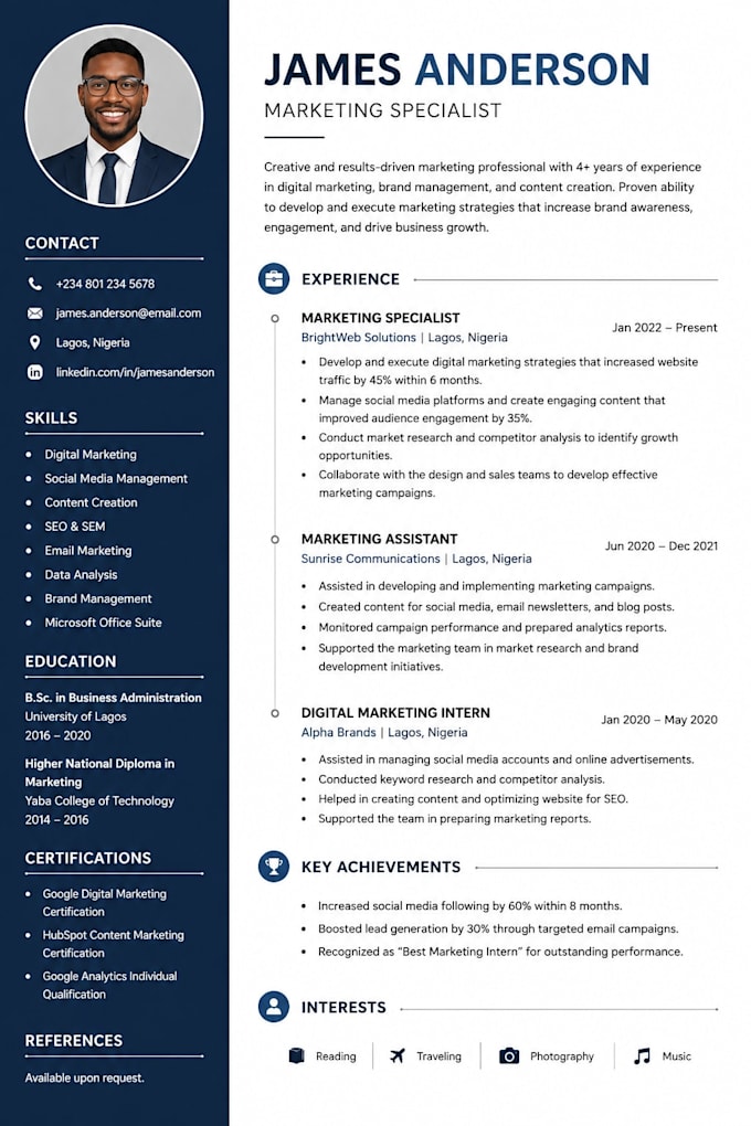 design a professional CV resume