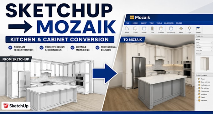 convert your sketchup kitchen design into mozaik