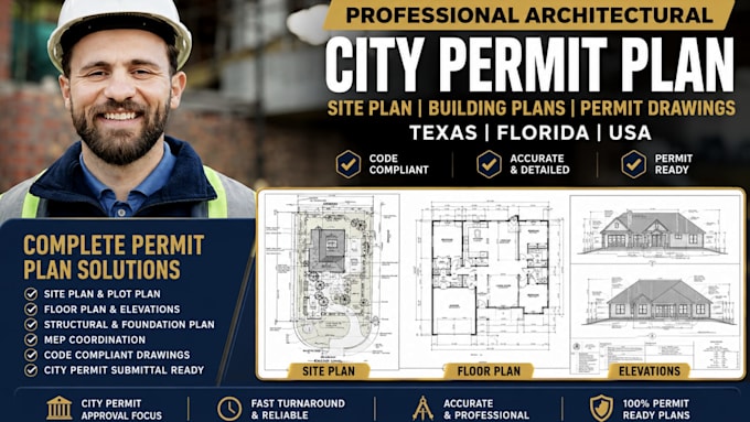 city permit plan architect site plan building plans texas florida permit drawing