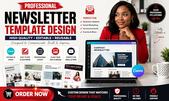 create high converting editable canva newsletter custom template design