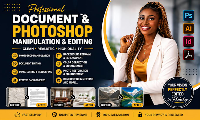 do document manipulation, photoshop manipulation and editing
