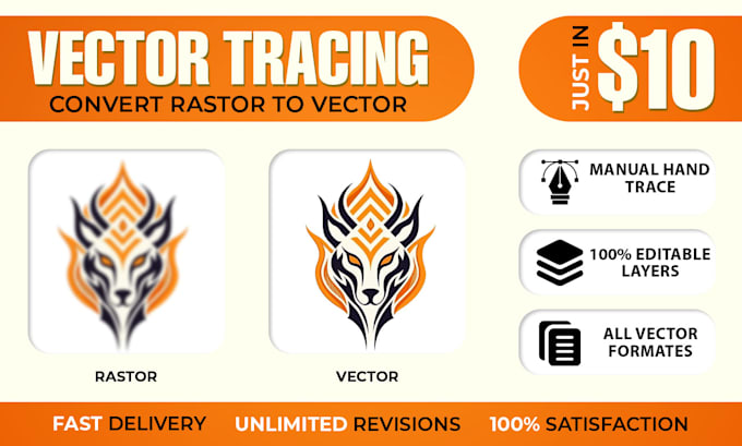 do manually vector tracing and convert raster to vector