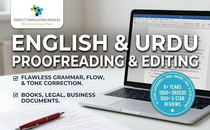 professionally proofread and edit english and urdu documents