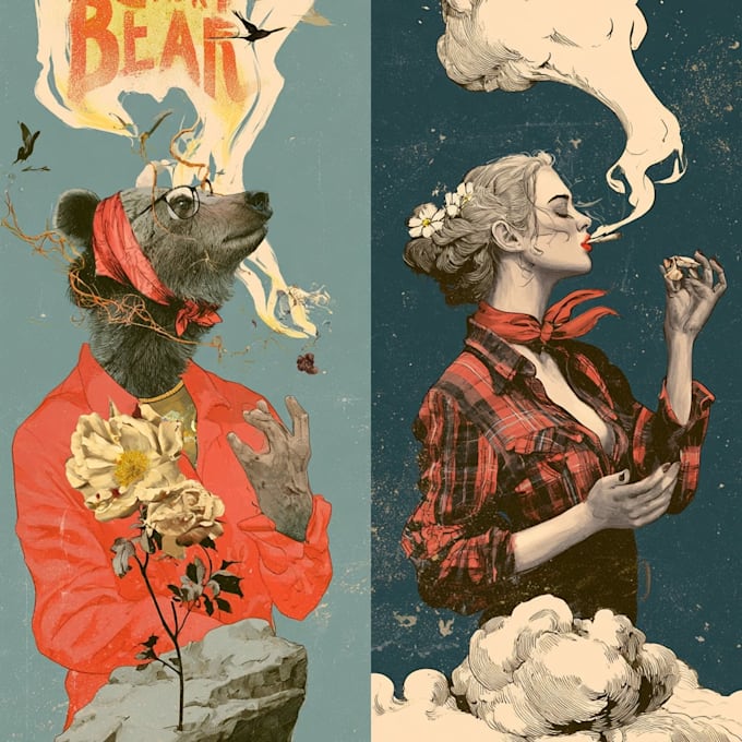 draw a unique illustration in a vintage style