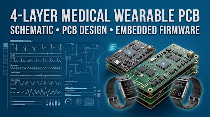 design 4 layer medical wearable pcb, schematic and embedded firmware