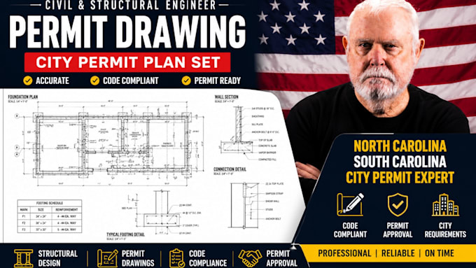 civil structural engineer permit drawing north carolina sc city permit plan