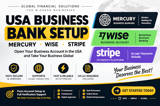 create mercury wise stripe USA physical address with proof for USA bank creation
