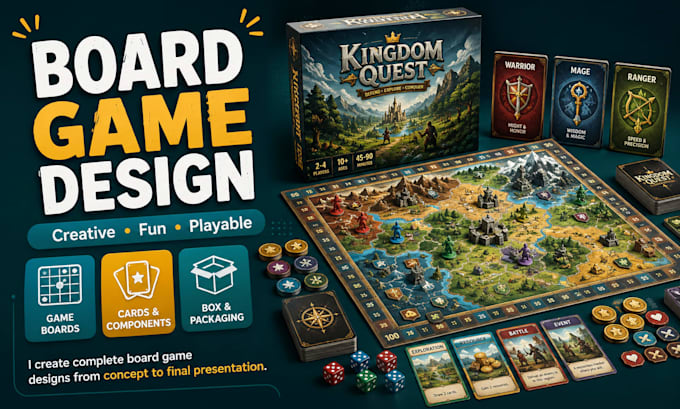 design game boards, cards and its components