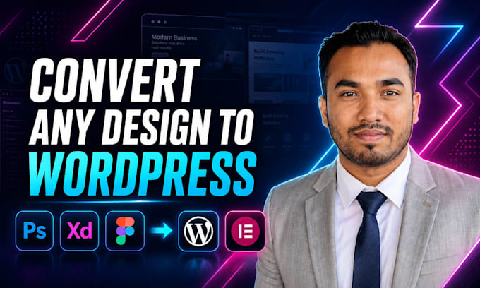 convert figma xd psd html or clone any website to wordpress using elementor