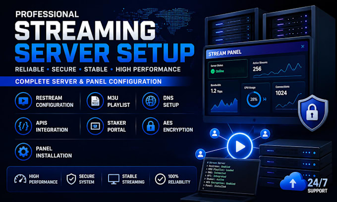 confi restream, m3u playlist, dns, apis, staker aes encrypt, panel installation,