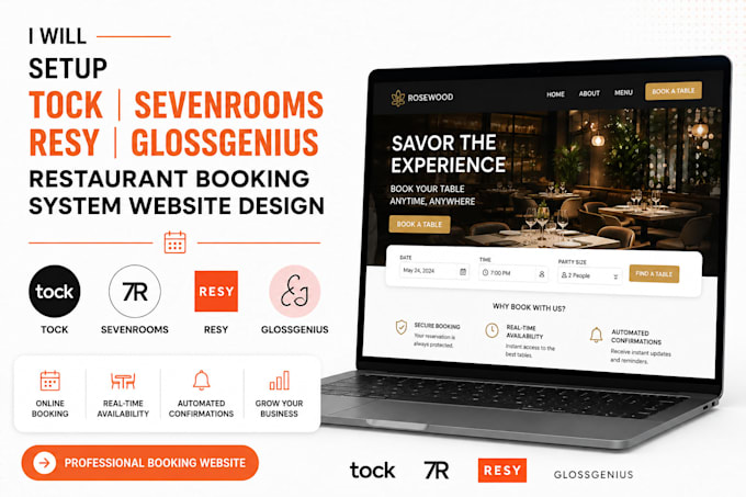 setup tock sevenrooms resy glossgenius restaurant booking system website design