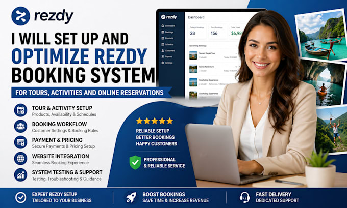 setup and optimize redzy booking system for tours, activities online reservation