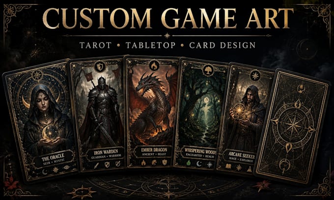 design custom illustrations and graphics for tarot and tabletop games