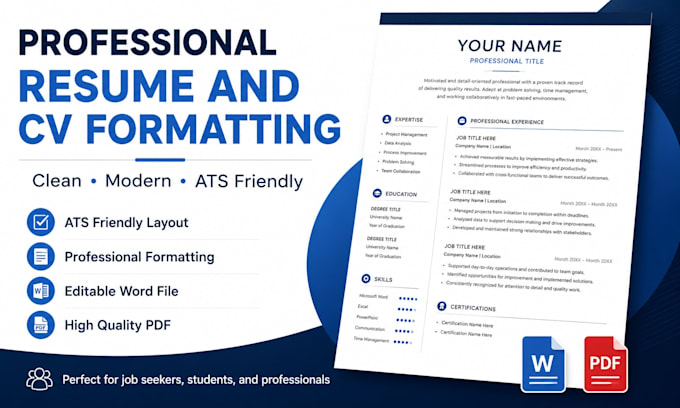 professionally format and redesign your resume or CV