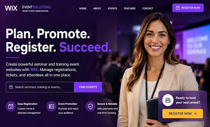 design wix seminar registration website event registration training event site