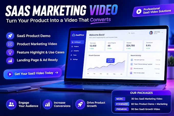 create a startup launch video for your saas, app or tech product