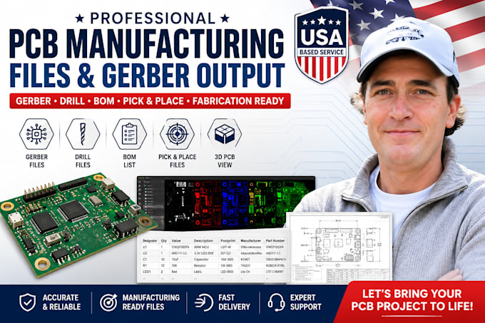 prepare pcb manufacturing files, gerber, bom and drill files