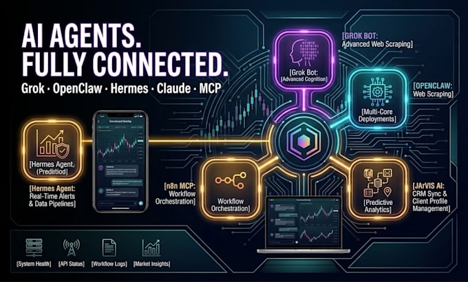 setup fix grok bot openclaw hermes agent claude code n8n mcp jarvis ai claude ai