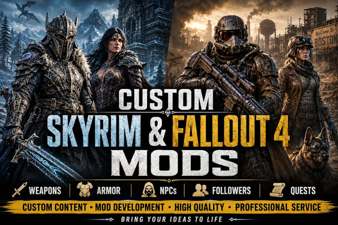 edit create custom weapon armor follower mod skyrim se ae fallout 4 redmod