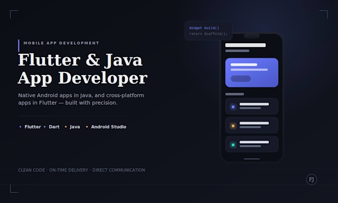 design and develop your mobile app in flutter,dart or java