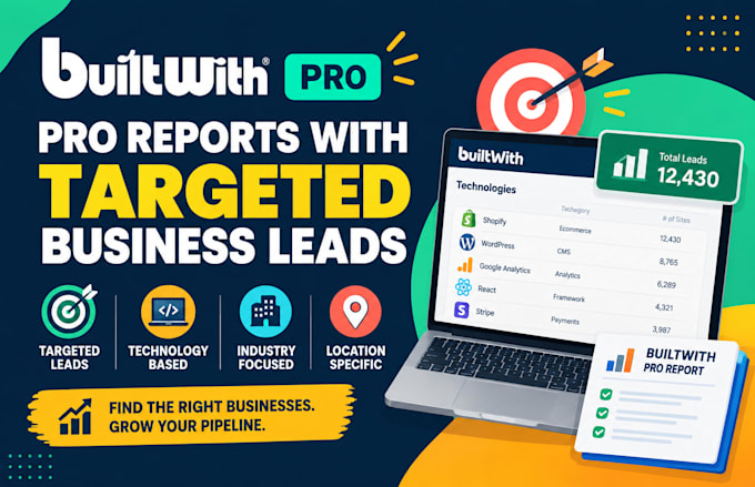 provide builtwith pro reports with targeted business leads