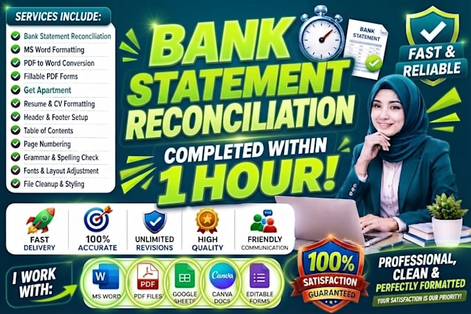 reconcile bank statement PDF to editable format