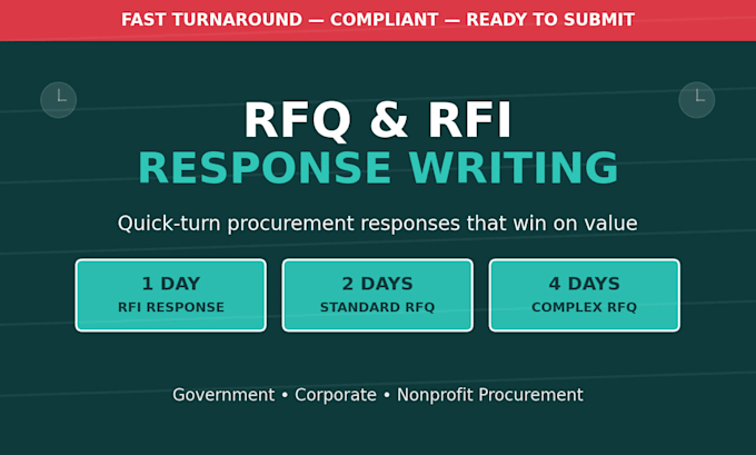 write a professional rfq or rfi response for government contracts