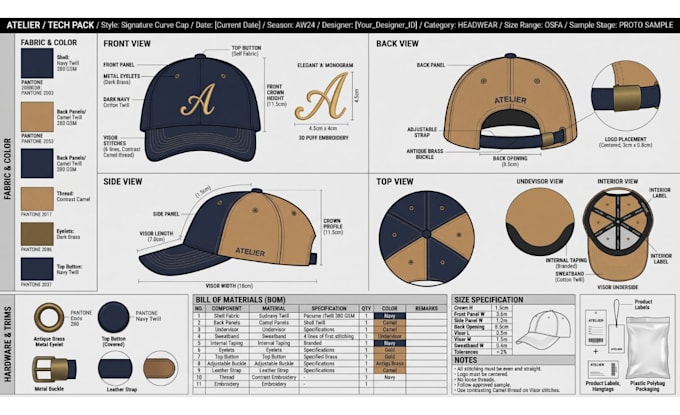 fashion design cap tech pack baseball cap snapback trucker bucket hat tech pack