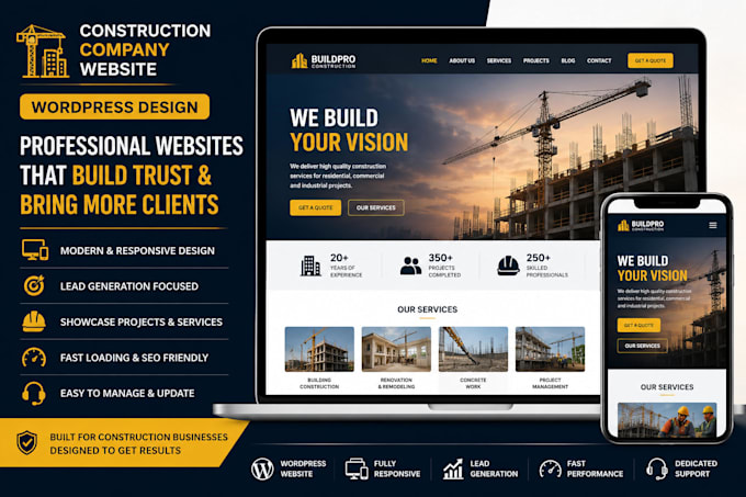 build construction company website wordpress design