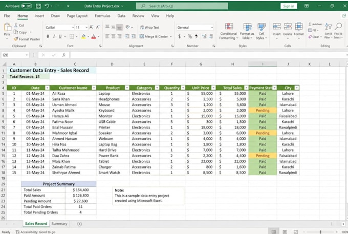data entry through excel