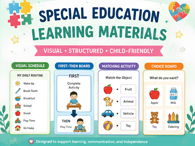 create special education learning materials, educational worksheets