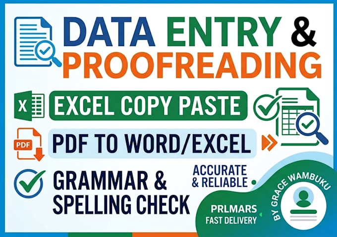 do accurate data entry, excel copy paste, and pdf conversion