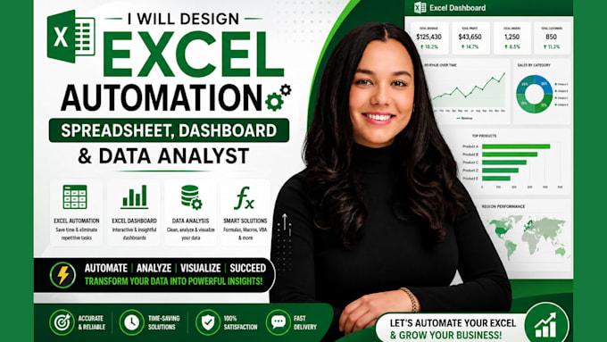 design excel automation spreadsheet, excel dashboard, data analyst