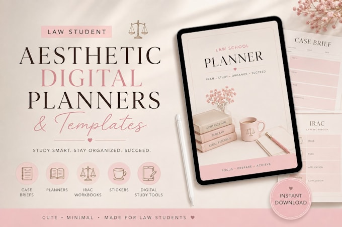 provide digital planners and templates for law students