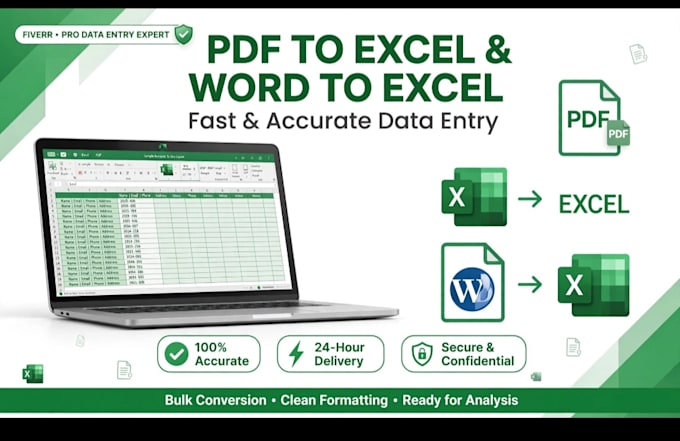 do data entry, pdf to excel, word to excel, copy paste