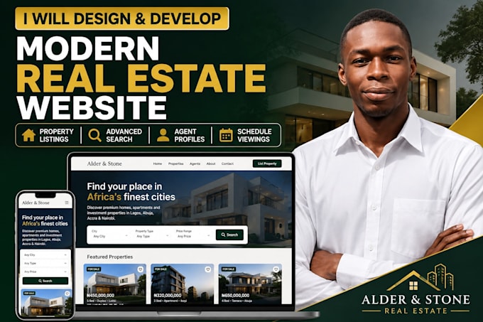 design and develop a modern real estate website