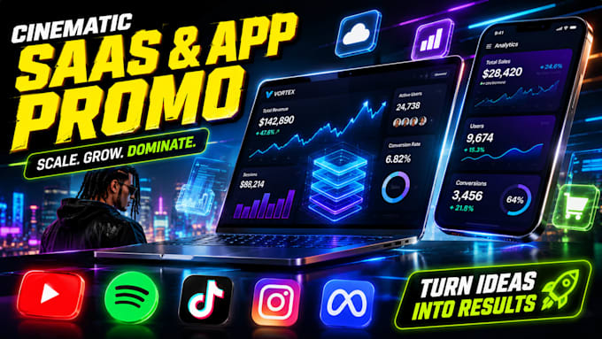 make high converting tech video ad for saas app promo software website trailers
