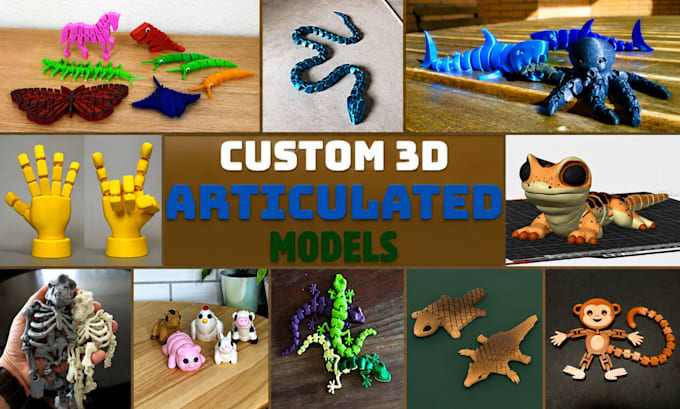 create custom 3d articulated model flexi toy stl for 3d printing