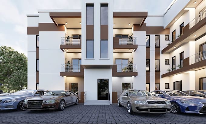 buildup multi unit residential house on single plot land development with render