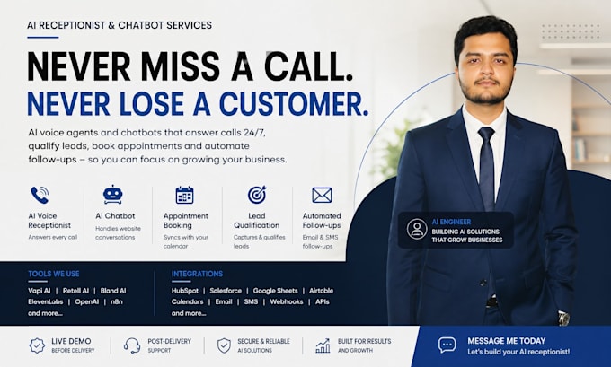 build a custom ai receptionist and ai chatbot using vapi, retell and bland ai