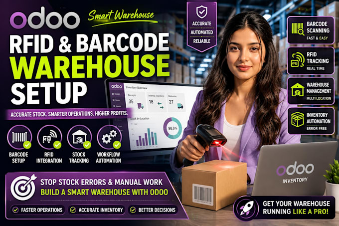 odoo rfid barcode warehouse setup inventory stock tracking automation integrate