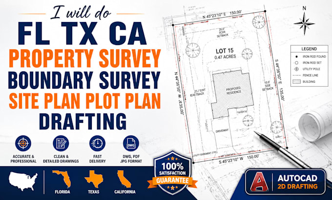 do fl tx ca property survey boundary survey site plan plot plan drafting