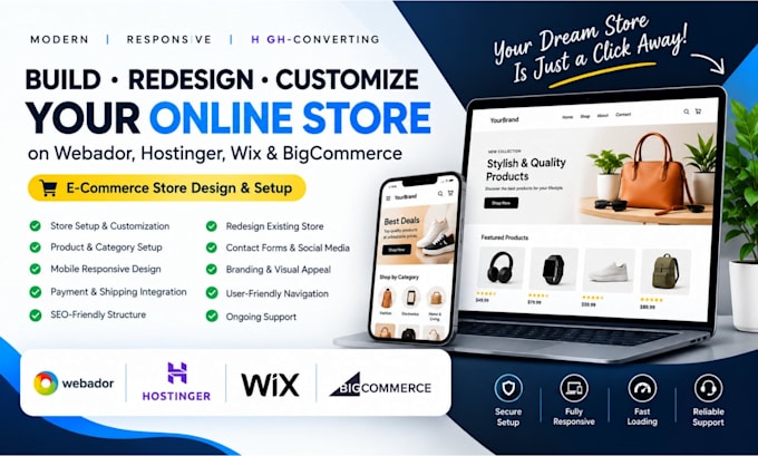 build webador website hostinger wix bigcommerce ecommerce store design redesign