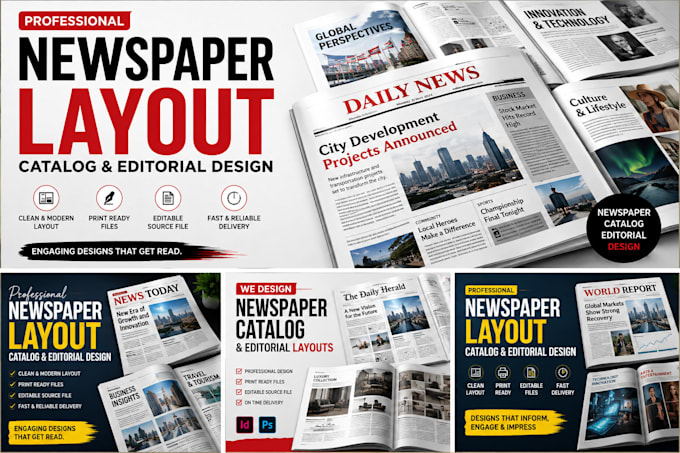 design professional newspaper layout catalog and editorial design for print