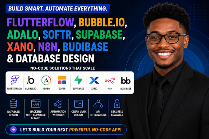 do flutterflow bubble io adalo softr supabase xano n8n budibase database design