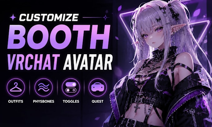 customize booth vrchat avatar with outfits, physbones, toggles and quest